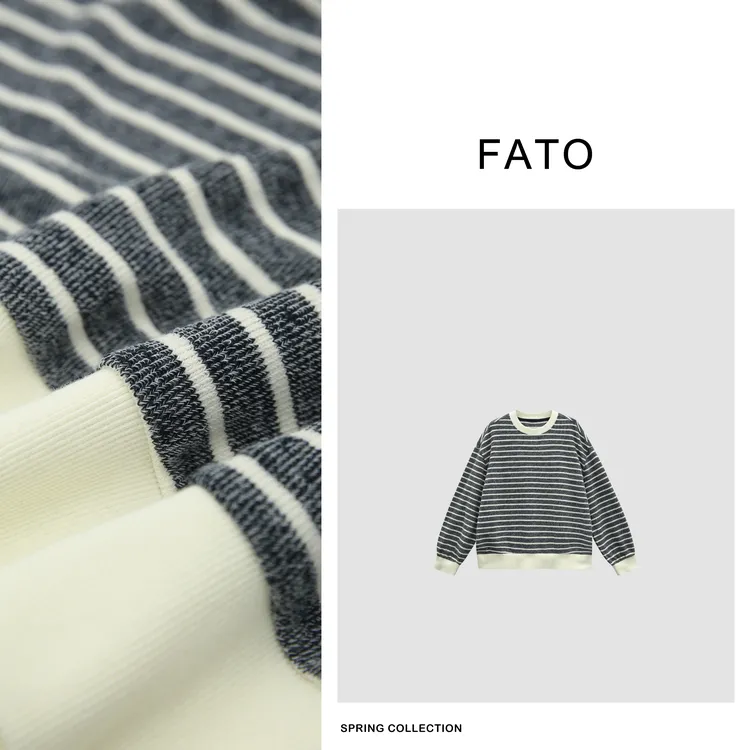 fattonny郑买买【缓存条】春款欧若风条纹撞色长袖卫衣 XM50212W2