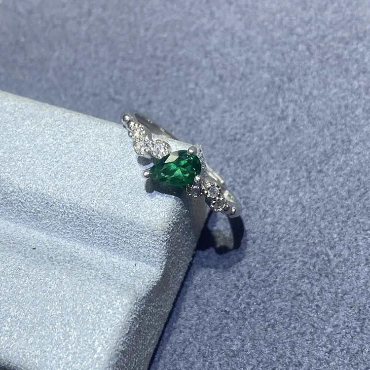 培育祖母绿镀金工艺S925戒指