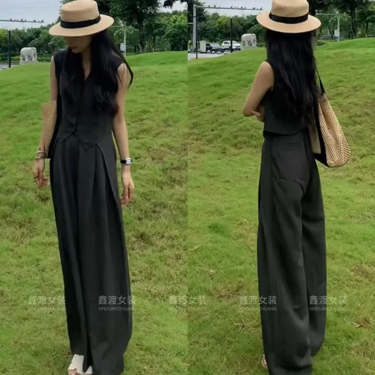 2025夏季新款时尚显瘦气质女士网红洋气两件套百搭款D5949