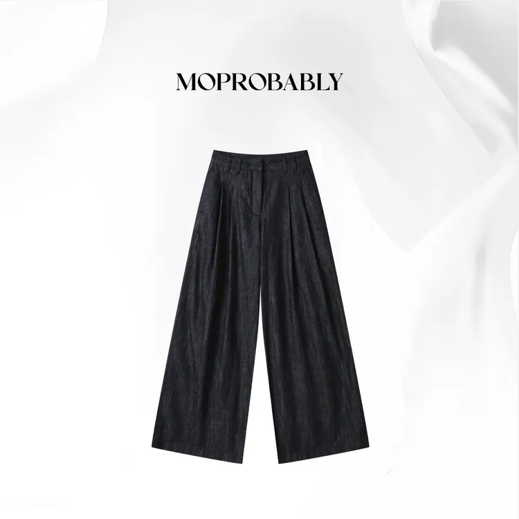 Moprobably贝贝「绮斐蓝牛」复古水洗百搭直筒牛仔裤L5373039