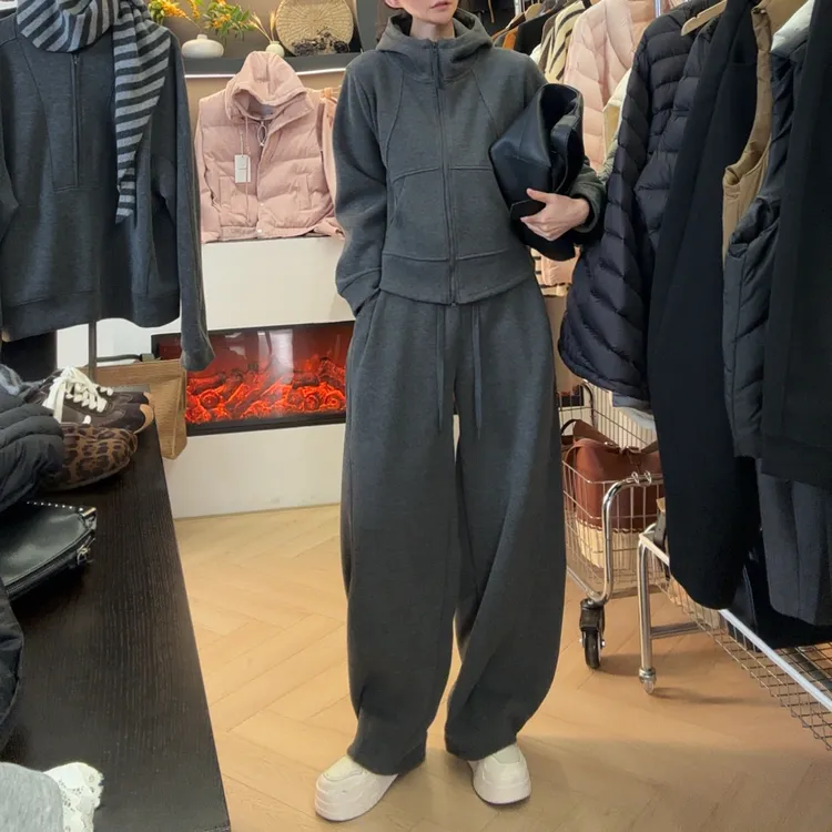 【投歌】2025新款防风纳米德绒加绒加厚休闲风时尚套装开衫秋冬
