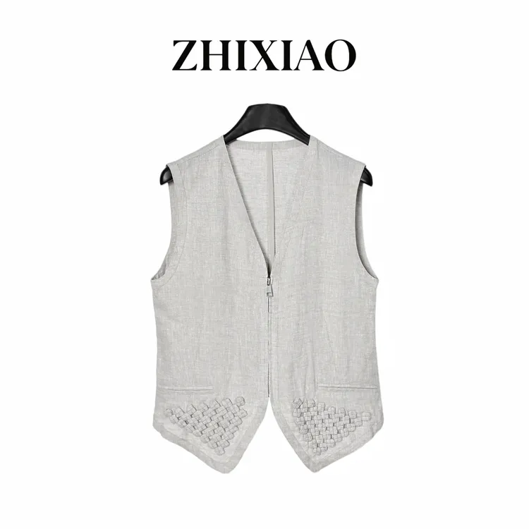 【ZHIXIAO】夏季新款：麻料无袖上衣56730