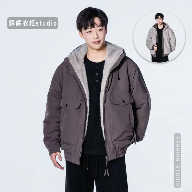 【双面穿座山雕】一件过冬原创银狐绒保暖棉服连帽加绒高质情侣外套