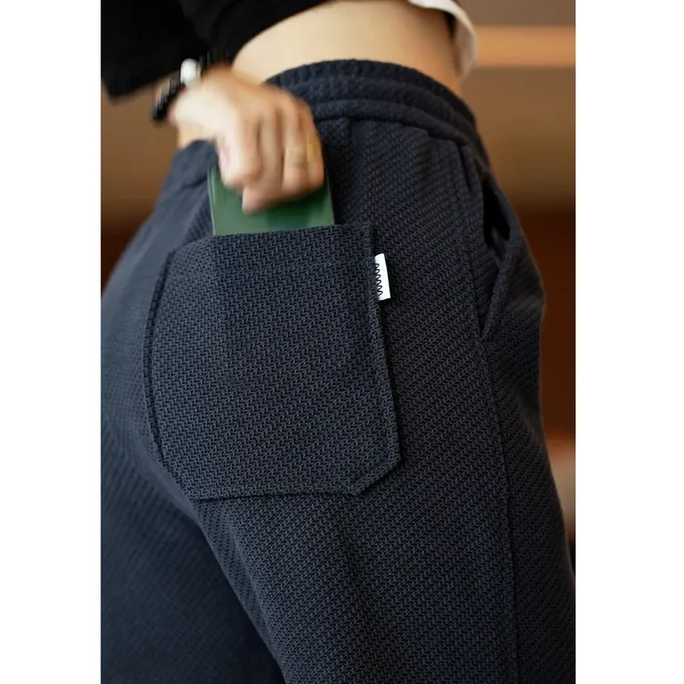 斜纹针织休闲裤男2025新款秋冬季宽松直筒卫裤加绒加厚保暖长裤子