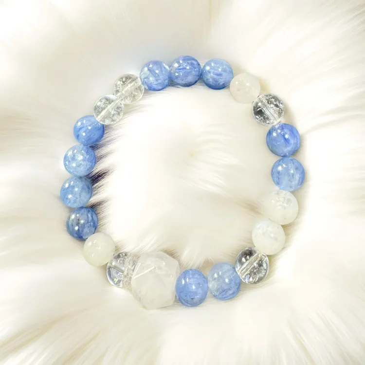 蓝晶石海蓝宝幽灵方糖月光石情侣感应串珠梦幻气质手饰白