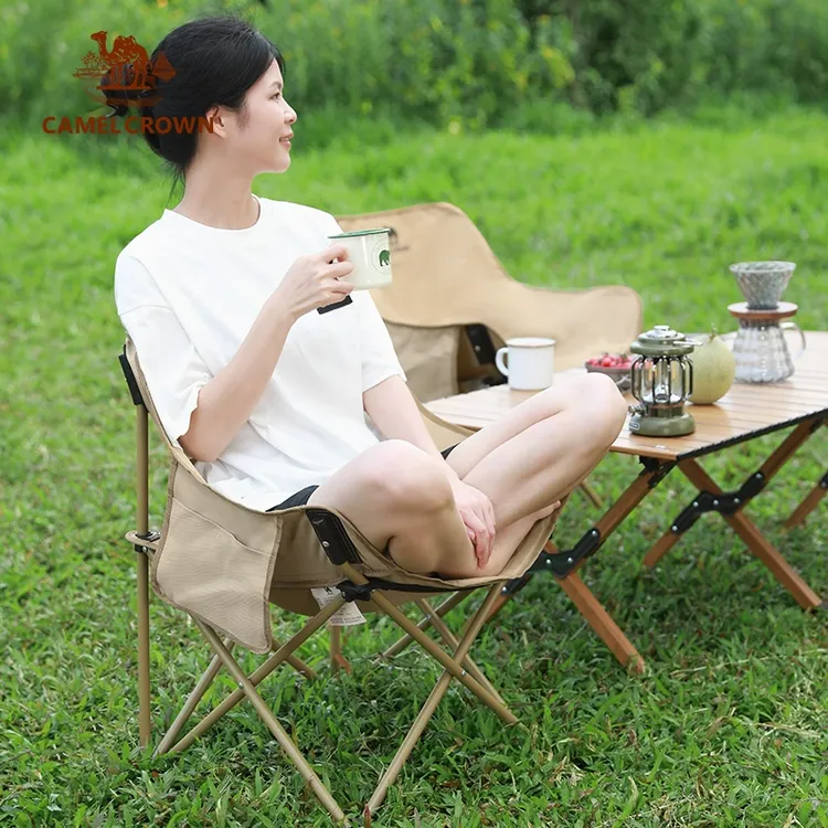 骆驼户外露营椅折叠椅钓鱼凳子沙滩躺椅月亮椅写生折叠凳装备5970