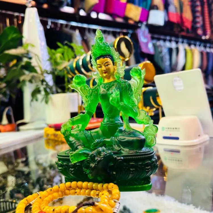 贴金的绿度母好看