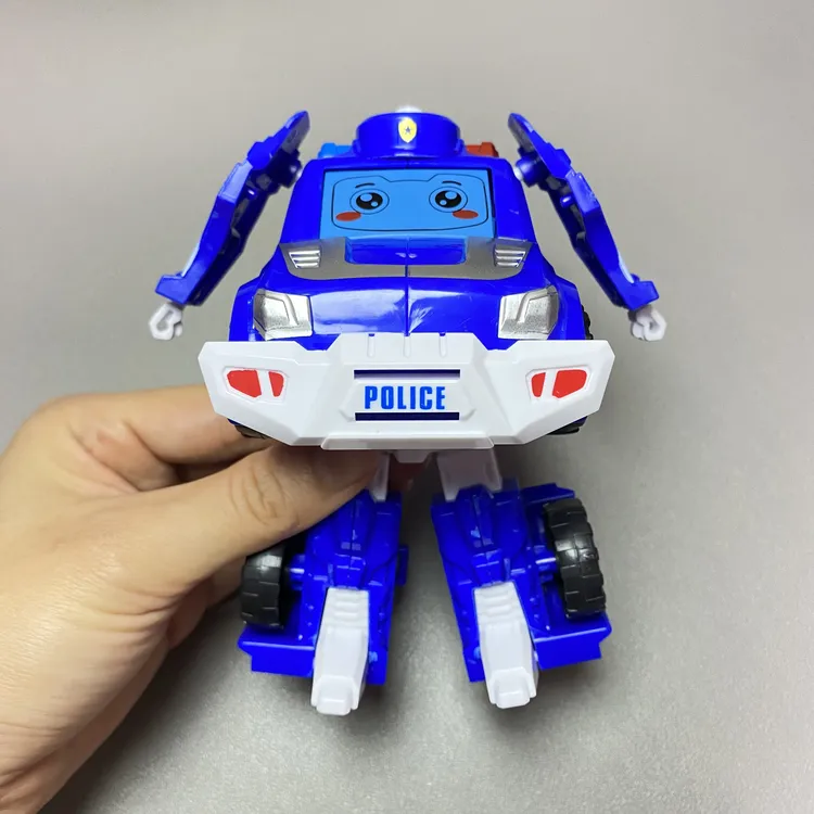 儿童变形警车可按压变脸汽车玩具车变形机器人机甲男孩子生日礼物