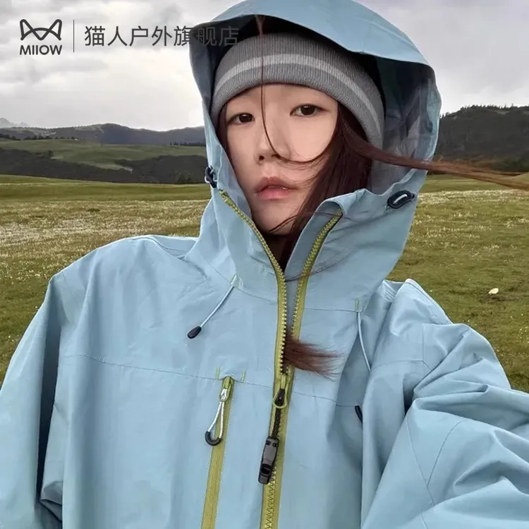 猫人三合一冲锋软壳衣女款2025新款春秋季户外骑行防风防水登山服