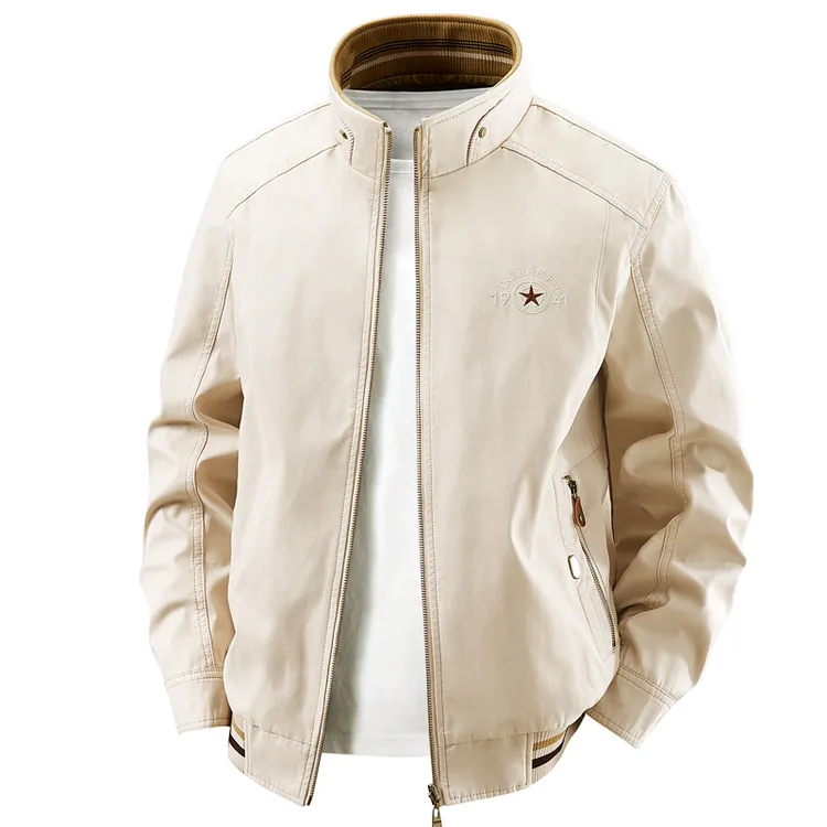 派尔尼那双面穿夹克男春秋宽松大码茄克立领上衣中年男士休闲外套