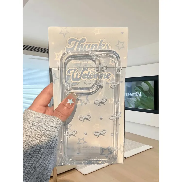 BANCA蓝色波点蝴蝶结适用iPhone16苹果15手机壳华为vivo小米oppo