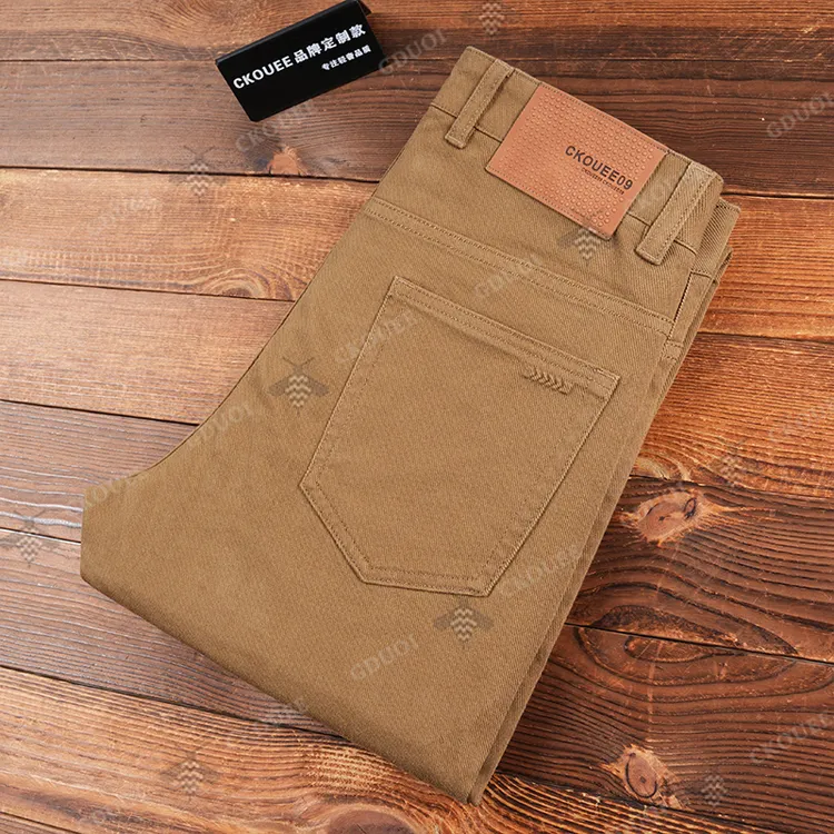 CKOUEE冬季新款男士裤子轻奢直筒修身弹力大码中腰牛仔厚款裤