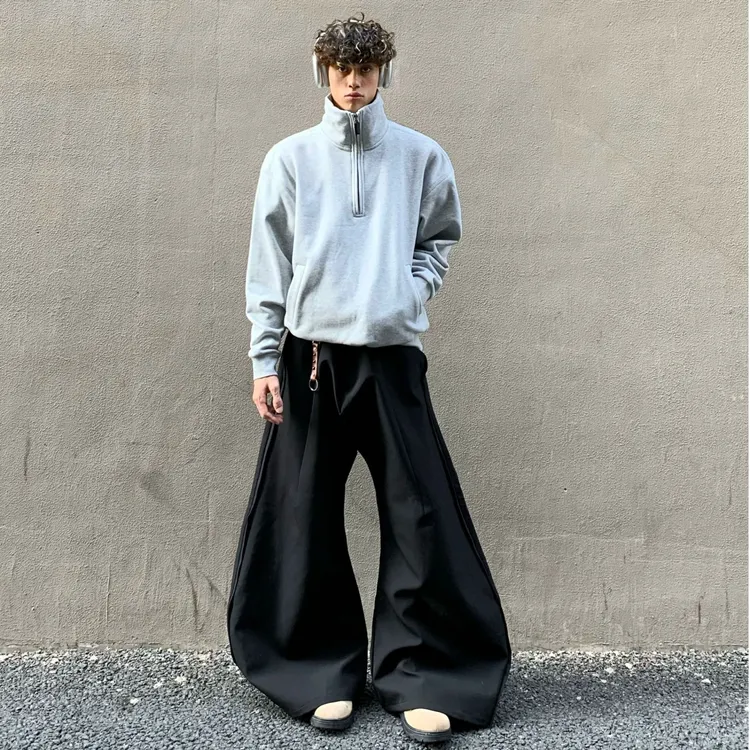 XDYOP 纯色立领重磅卫衣男女秋冬休闲宽松运动衫半拉链外套上衣潮