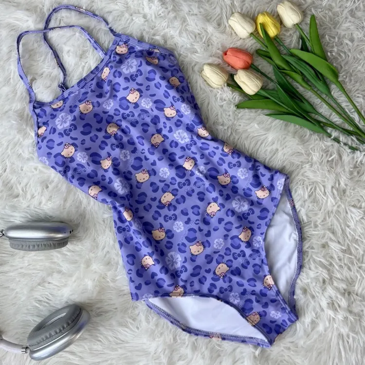 哈喽kitty-竞速泳衣女-低开叉-固定罩杯-甜美可爱