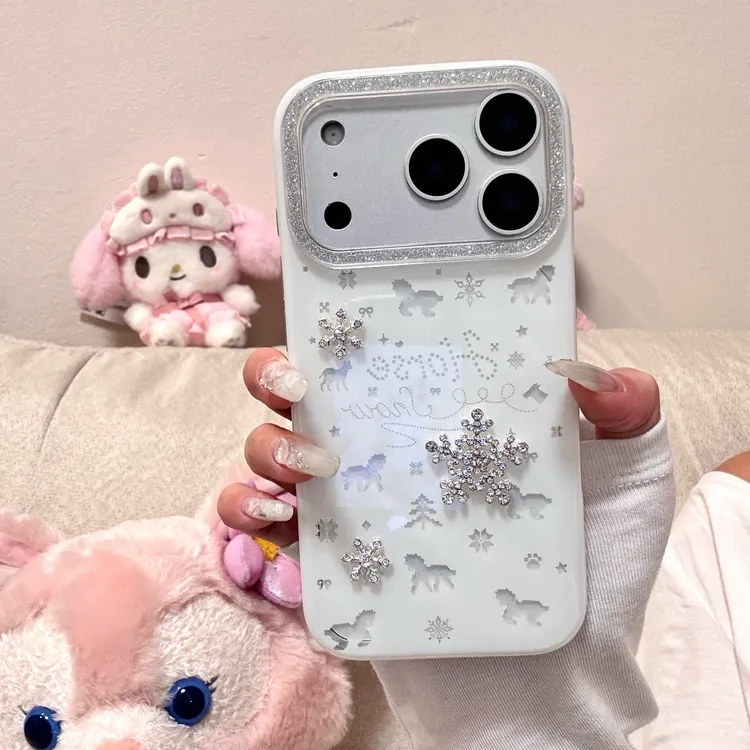 ins韩系可爱兔子雪花立体适用于17pro/16promax手机壳苹果15/1413