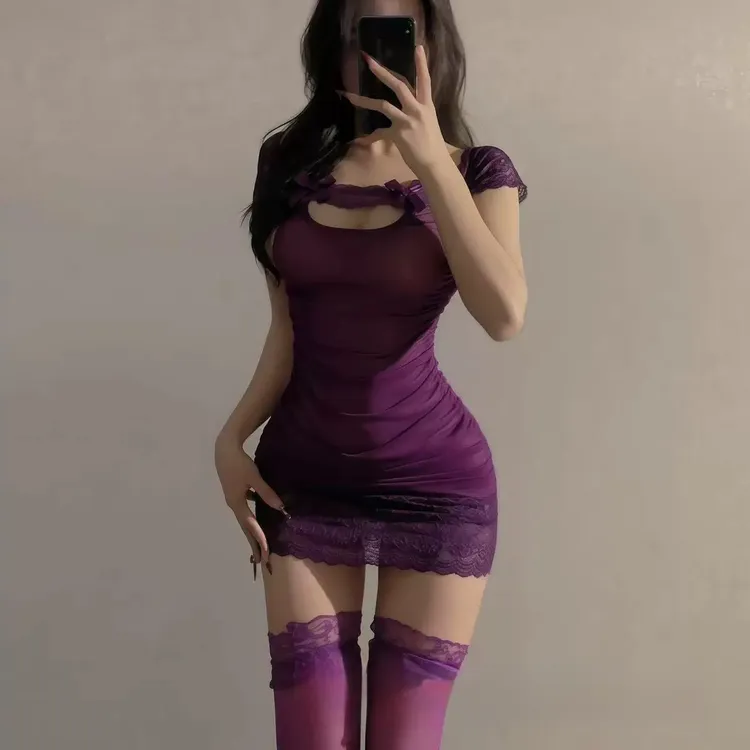 【梦魂不舍】紫魅迷裙！氛围感纯欲风修身显瘦裙（透）
