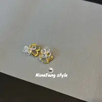 雲涌之丽 铜合金合成锆石耳饰 【通透心】DME0330ins气质耳环小众