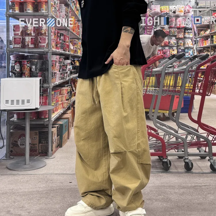 胡先生25ss秋季街头休闲百搭宽松纯棉直筒长裤 6131-2+6131-3