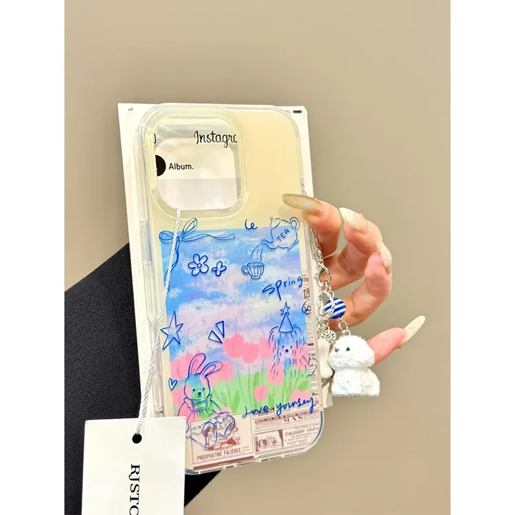 SMBLCE春日水彩绘画适用iPhone1615大孔手机壳华为vivo小米oppo套