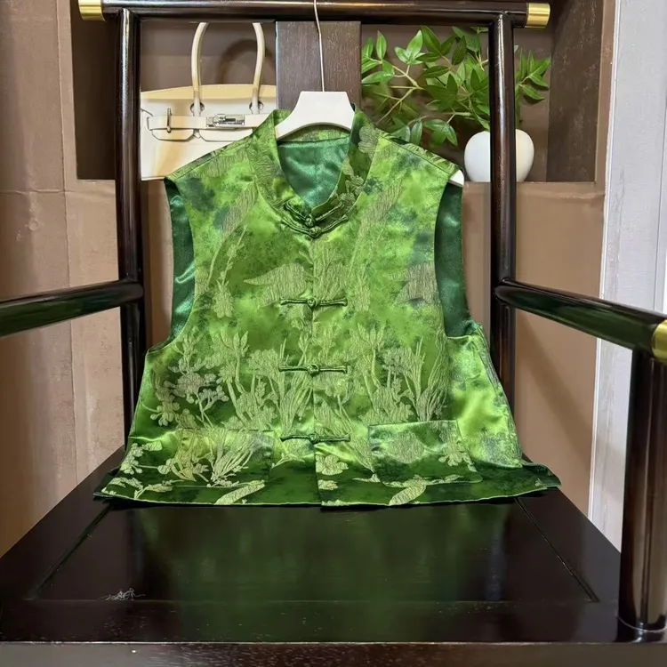 369国风女装高端中式时尚国显瘦减龄重工提花百搭马甲#《水碧》