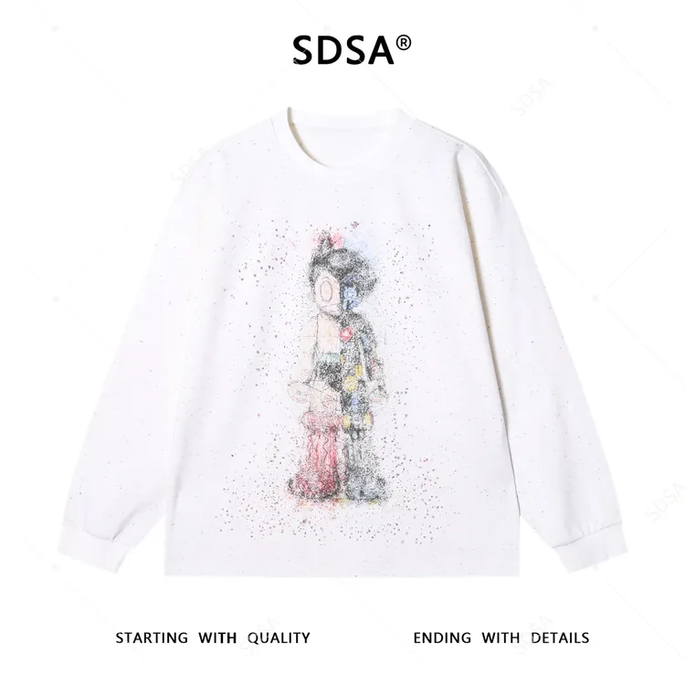 SDSA男士秋冬新款痞帅男装潮牌抽象印花圆领卫衣宽松百搭气质卫衣