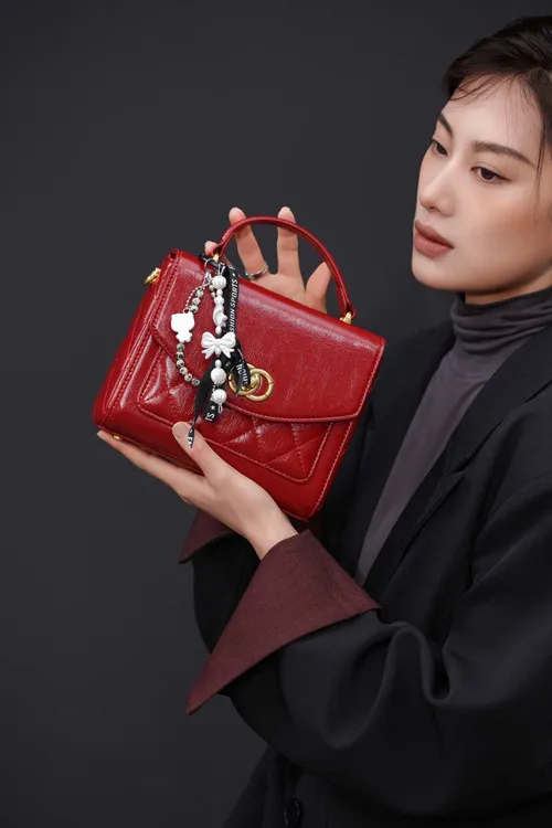 手提式正常包盖斜挎包单肩气质小方包纹肩包时尚百搭