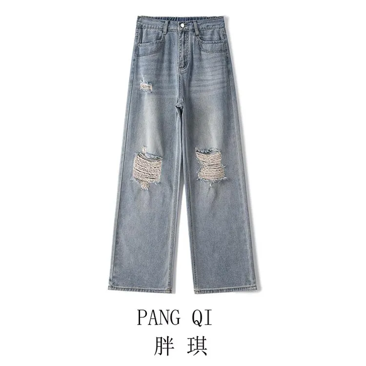 胖琪大码女装2025春季款胖mm时尚显瘦遮肉遮肚气质韩版牛仔裤女