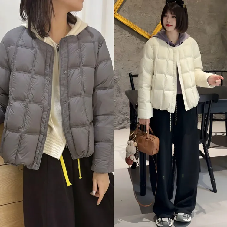 爆款高级感圆领白鸭绒羽绒服女装2025冬季新款高级感短款保暖外套