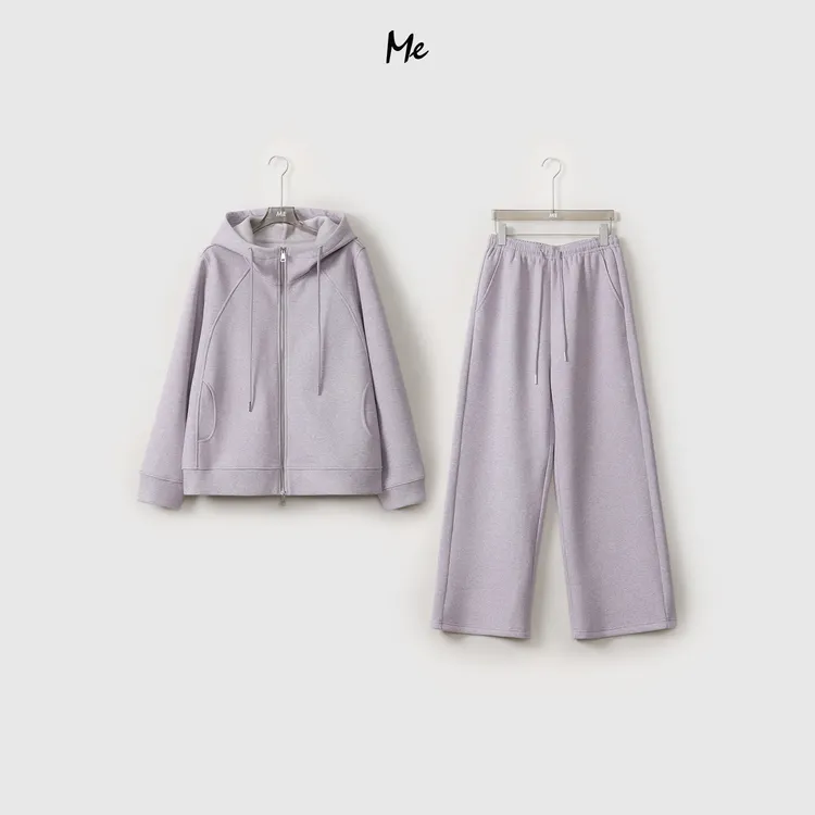 ME【香芋紫套装】加厚BABY绒双色纱两件套保暖阔腿套装MEQA3735厚绒