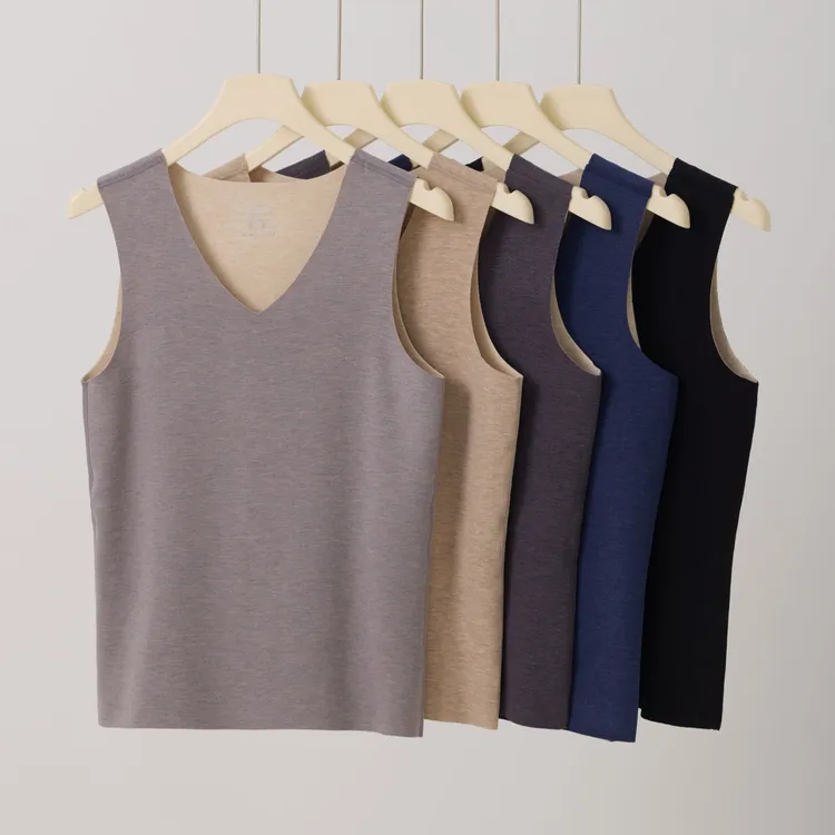 【A类】2364无痕德绒保暖背心男士7A抑菌保暖马甲蚕丝羊绒背心男