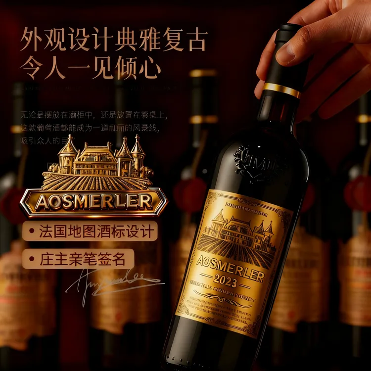 法国进口古堡窖藏干红葡萄酒750ML