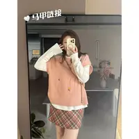晶咕佳佳【彩点花园】彩色小花朵刺绣针织马甲时尚百搭复古减龄宽松