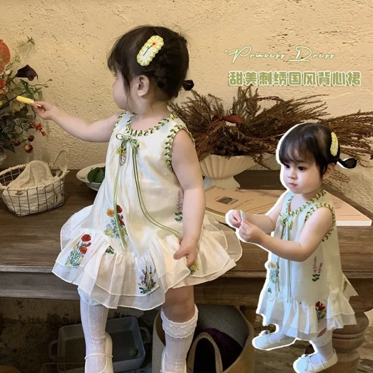 小沐沐女童国风度假连衣裙夏天新款小童裙子女宝宝洋气公主裙