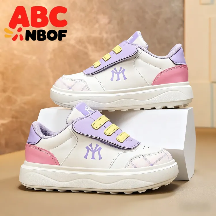 ABC NBOF女童板鞋2025新款春秋皮面防水百搭时尚小女孩儿童运动鞋