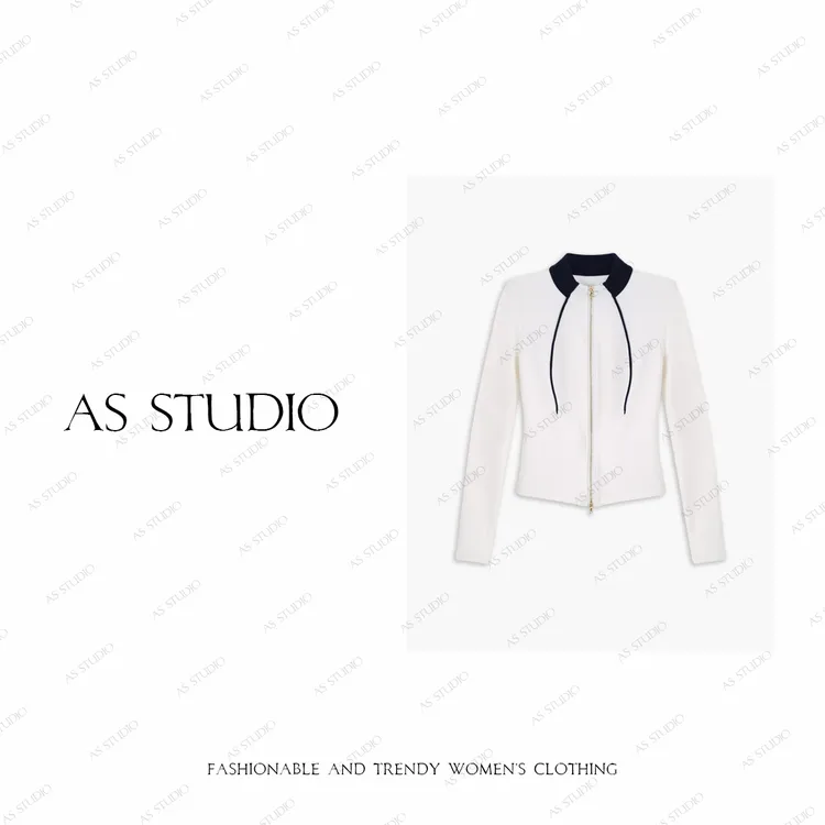 【AS腰省线 】25新撞色拼接收腰显瘦双开头拉链小衫AS25QTX03196 