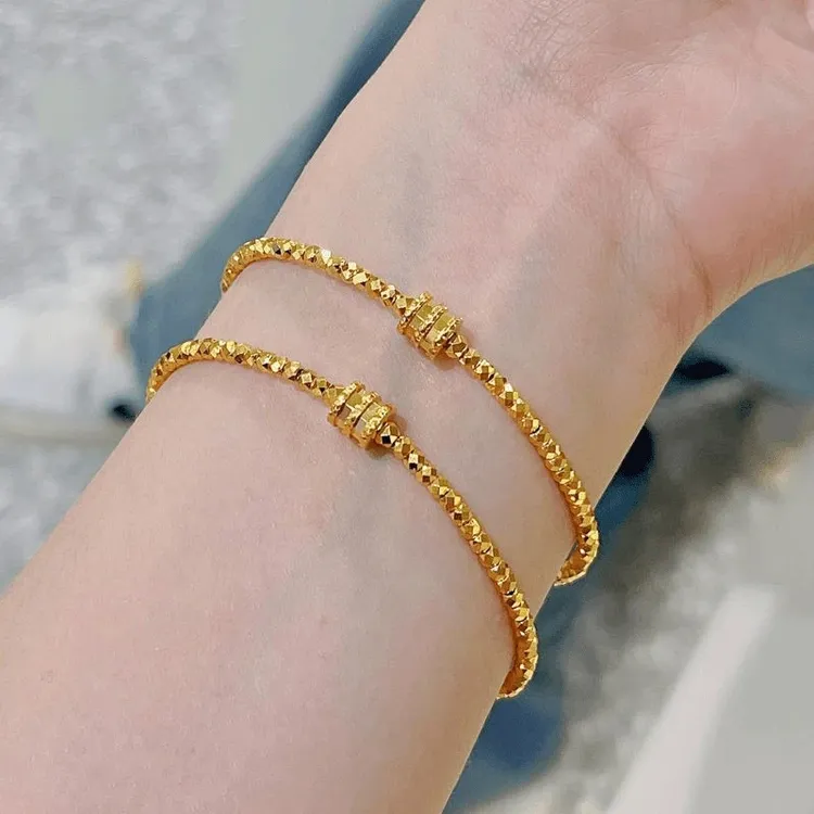 铜合金手链 小蛮腰黄金色手链女可调节串珠气质百搭礼物送女朋友
