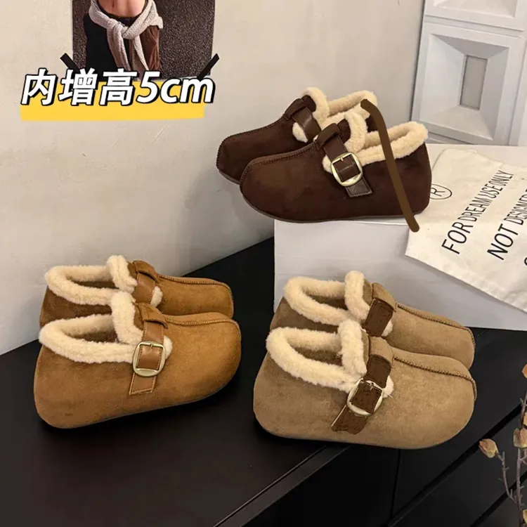 小个子内增高5厘米加绒雪地靴女2025秋冬季新款保暖棉鞋勃肯鞋