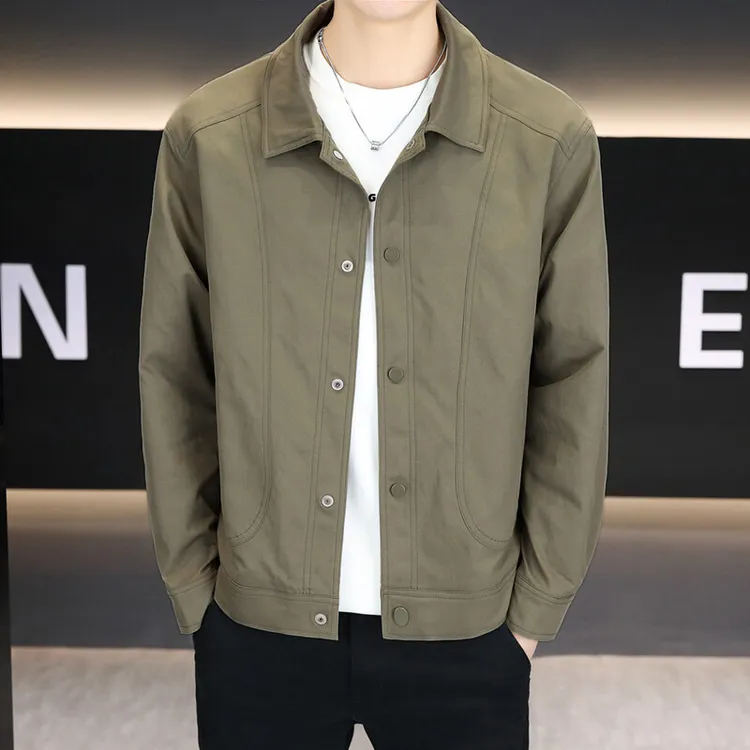 春秋新款夹克男士帅气百搭上衣轻熟风商务休闲翻领高级感外套褂子