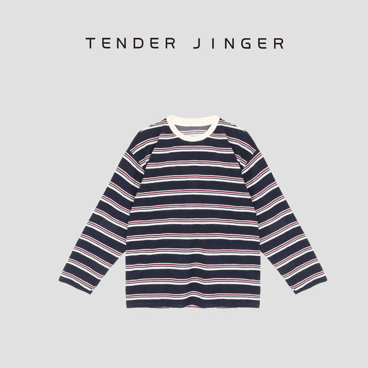 Tender Jinger复古条纹撞色休闲长袖T53XXQ30795