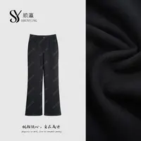 【仟娜】舒适裤型！简约通勤时尚百搭显瘦微喇休闲裤SY73XXK8060