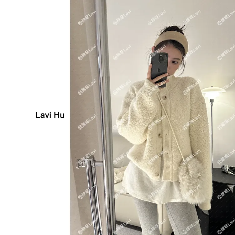 LAVI HU【岛上遇云】针织时尚韩系长袖毛针织衫1978