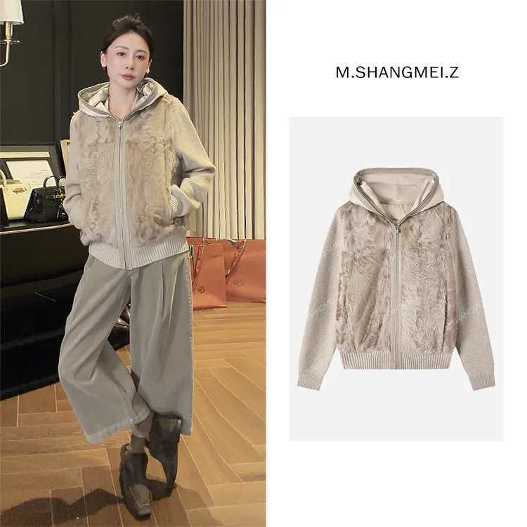 M.SHANGMEI.Z/沐熙【栗香貂绒】美大哥气质水貂羊绒羊毛外套X123356