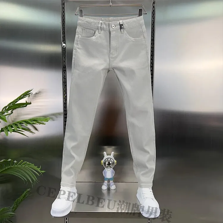 春季新款摩柏灰牛仔裤男高端2025新款薄款男修身高档牛仔裤
