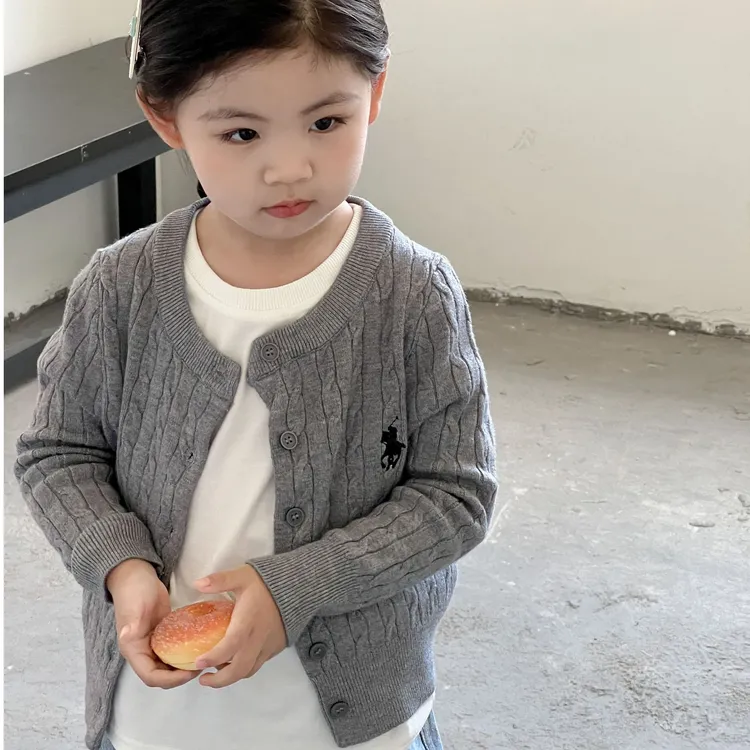 儿童开衫外套2025新款秋冬亲子装刺绣针织麻花开衫女宝宝百搭上衣