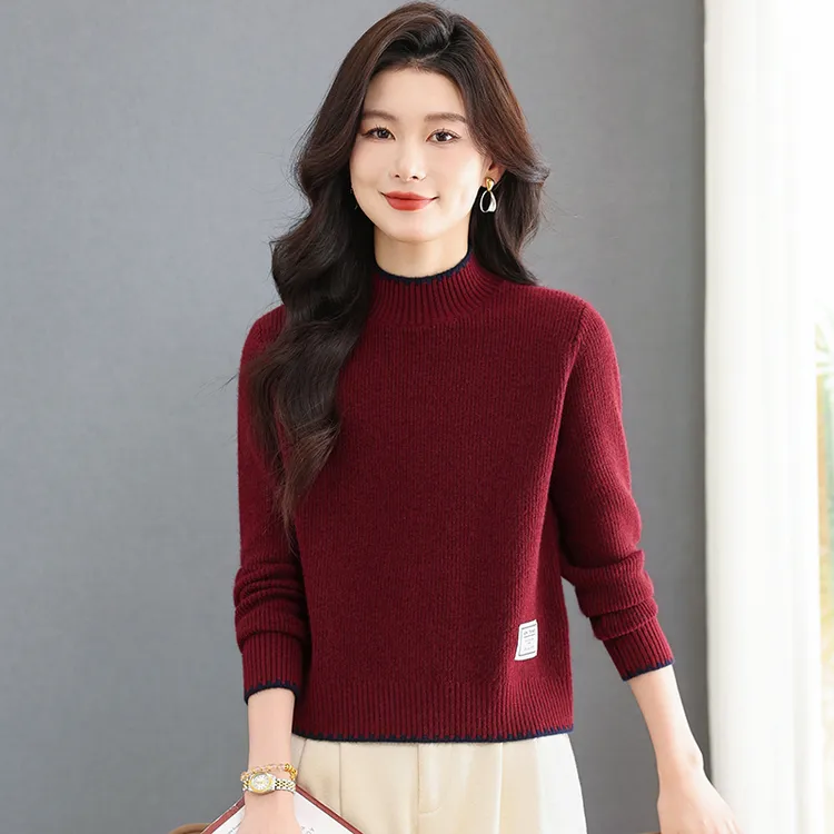 哥弟阿玛施正小个子短款毛衣女半高领羊毛针织打底衫秋冬新款上衣