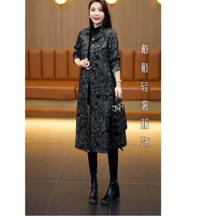 中老年妈妈装秋冬季新款风衣时尚洋气休闲百搭长款外套