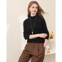 纯羊毛舒适百搭纯色基础款打底上衣女式针织羊毛衫502253010-1