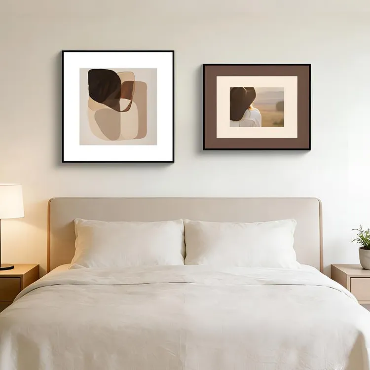 12款主卧原创轻奢简约防水晶瓷镜面卧室床画房间挂画客厅玄关画