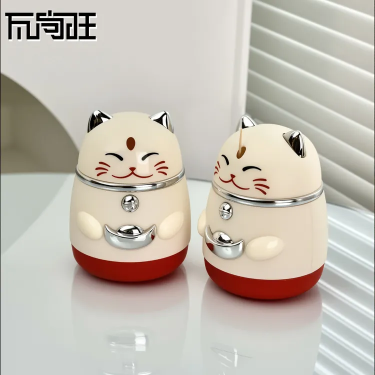瓦尚旺招财猫牙签盒家用桌面牙签盒餐厅同款创意牙签罐自动牙签盒