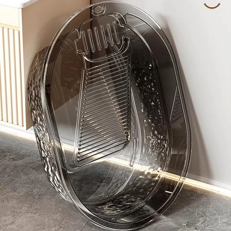 兼至洗衣盆内裤衣服家用宿舍洗搓衣板手洗一体式搓板学生透明搓板